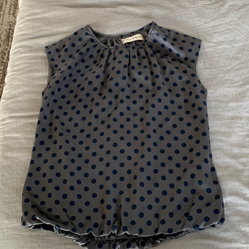 Graham & Spencer polka dot silk blouse